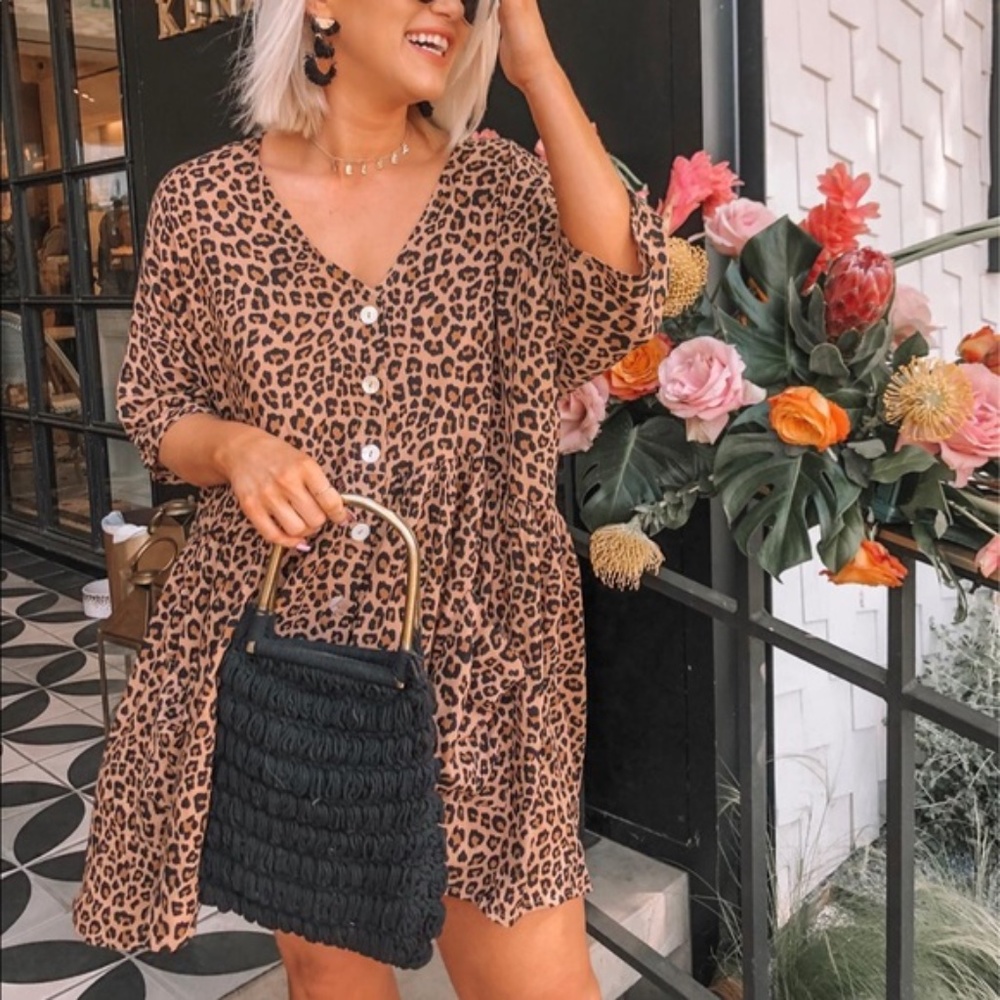 Princess Polly Lavigne Button Up Leopard Dress M/L